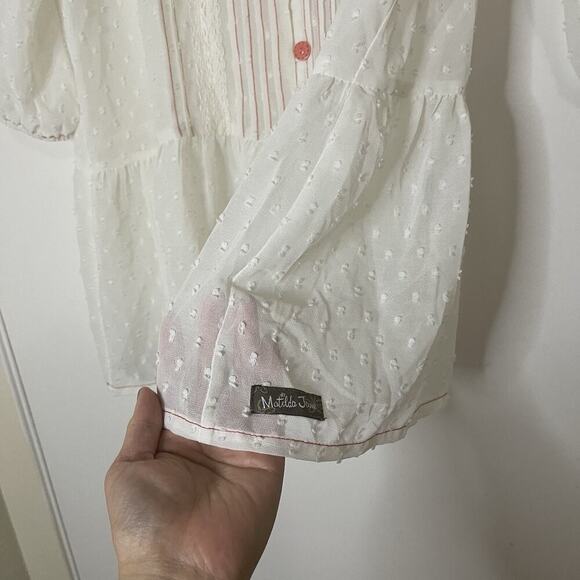 Matilda Jane Top Light The Way Tunic Swiss dotted sheer ivory tunic size medium - Picture 3 of 4